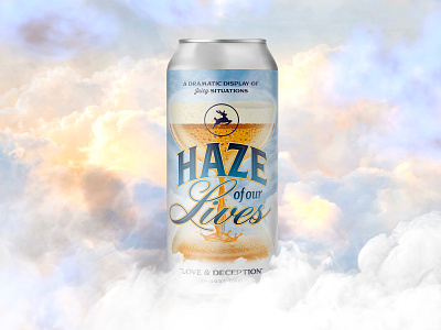 Haze of Our Lives beer beer label branding brewery clouds days of our lives god hazy heaven illustration label lettering mockup packaging render sky soap opera type