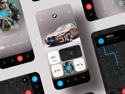 BMW Car Control App Concept app automotive bmw car concept control driving ios map mobile navigation remote smart ui ux vehicle