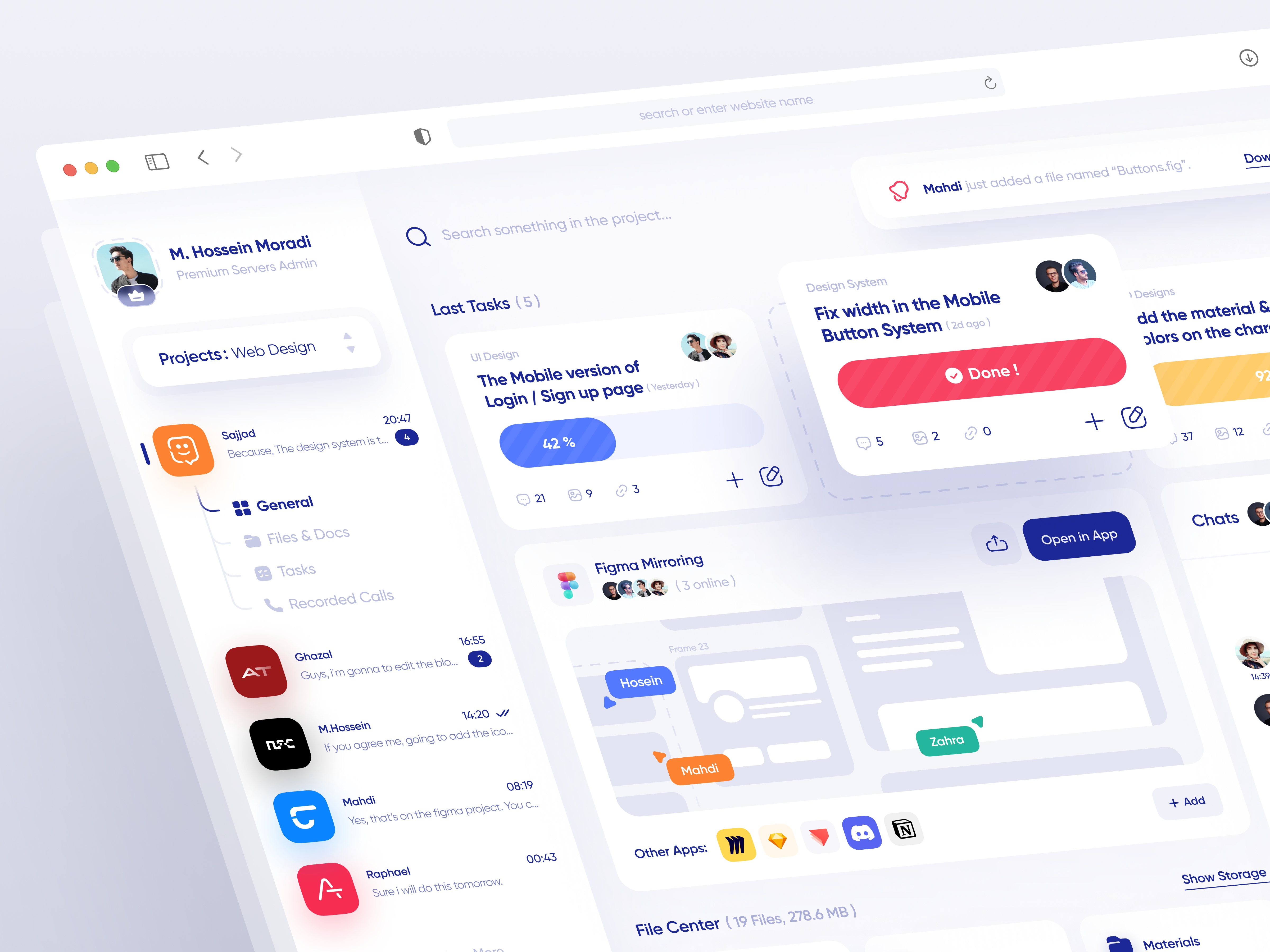 Project Management Dashboard 🔥💼 chat dashboard figma figma mirror file file center group chat management messenger product design project project dashboard project management task task dashboard task management ui ux voice web design
