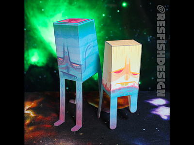 Far Out Dudes : The Twins alien character art character design illustration paper art papercraft