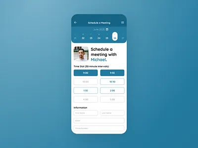 1:1 Meeting App 100 days of ui 100daysofui calendar daily ui daily ui challenge dailyui dailyuichallenge mobile app mobile ui schedule ui design