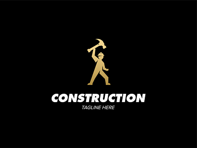 guy building logo builder builders construction creative guy guys hammer illustration logo design maintenance men minimal negative space people repair work