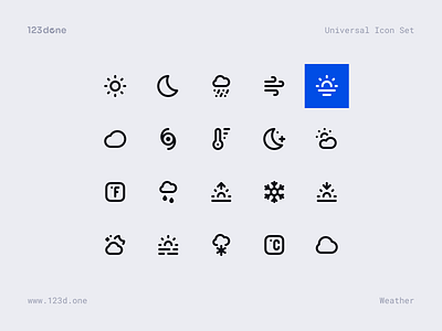 Universal Icon Set | Weather 123done clean cloudy figma glyph icon icon design icon pack icon set icon system iconjar iconography icons minimalism rain sunny ui universal icon set vector icons weather