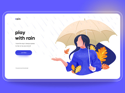 play with rain illustration blue character digital digital art digital illustration digital leaf girl girl illustration homepage design illustration interface leaf play with rain rain trendy design trendy illustration ui umbrella vector web