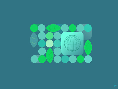 Eco-System flat icon illustration logo minimal vector