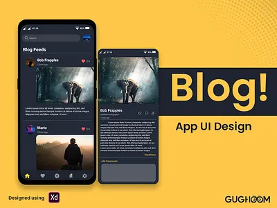 Blog! Dark Theme app blog dark design illustration minimal theme uidesign uiux