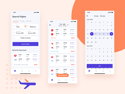 Book Flight App Design airplane app blue booking colors design flat flight flights travel ui