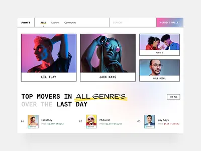 StartFT feed page exploration artist community cryptocurrency design illustration landing money music neel nft page prakhar profile sharma sound ui ux voice wallet web