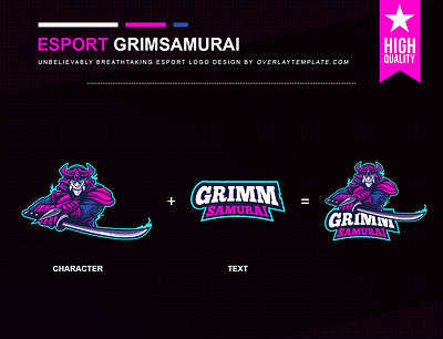 Logo GrimSamurai branding esport esportlogo fangs illustration mysterious samurai social media