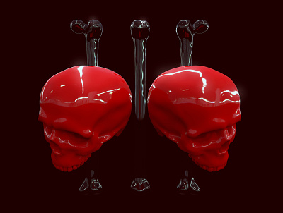 Reflection III 3d abstract art chrome death design head human light metal minimalism red reflection render shiny skull