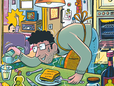 Dad Food andres lozano cartoon character digital editorial folioart food illustration line