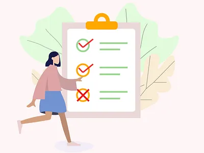 Checklist activity character design figmadesign girl character icon vector illustration student ui vector vector illustration