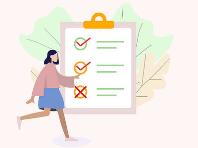 Checklist activity character design figmadesign girl character icon vector illustration student ui vector vector illustration