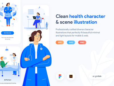 Health Illustration Kit character clean ui concept art creative design dribbble health health app health care health mobile app health website healthcare web illustration illustration design medical medicine mobile app trending