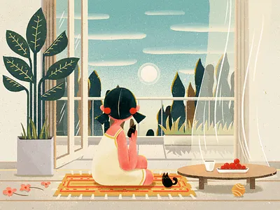 Memory design girl illustration 插图