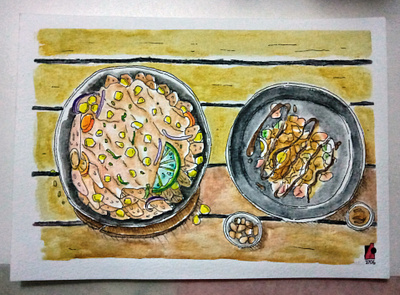 Salad and Ketoprak illustration manual illustration watercolor art