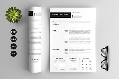 Clean Resume a4 black clean creative cv desigm docx free indesign infographic instant download job seekers mac pages modern ms word pack photoshop resume template us letter