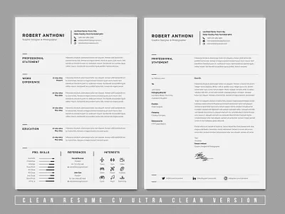 Minimal Resume booklet clean creative cv docx download indesign instand job mac minimal minimalist modern pages photoshop resume seekers template vitae word