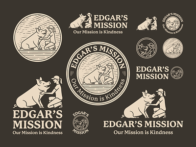 Edgar's Mission badge branding design engraving etching illustration logo peter voth design vector