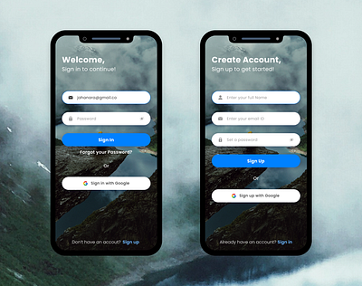 Sign in & Sign up screens