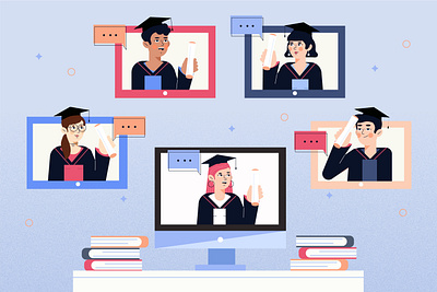 Virtual graduation ceremony for Freepik ceremony graduation illustration vector virtual
