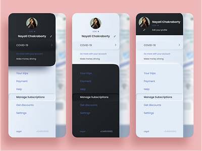 Side Navigation | Exploration app app ui application application ui exploration hamburger menu menu menu design mobile mobile app navigation menu neumorphic neumorphism side menu ui ui design uidesign uiux user experience ux