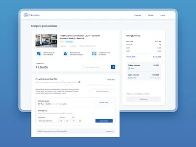 Monthly Plans blue checkout page courses dynamic layout emi learning payment sketch typography ui uiux uxdesign web design