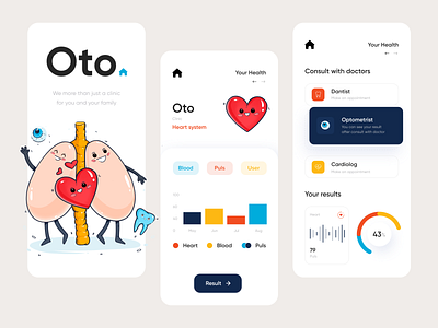 Oto Clinic Mobile App afterglow app branding clean clinics color doctor doctors healtcare health illustration minimal mobile mobile app ui