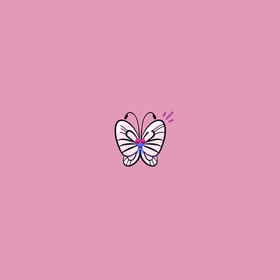 Butterfree animal art buterfly buterfree butterfly butterfree clean design flat illustration illustrator insect minimal nature pink pokemon red vector white