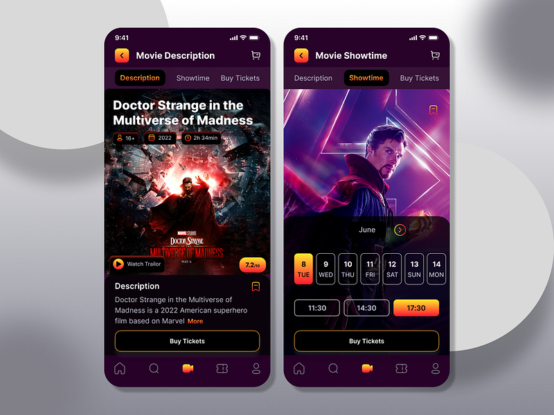 Movie Booking App booking app cinema app design film film app fluttertop movie movie app movie booking movie review online movie streaming ticket app ticket booking trending tv app ui uiux ux