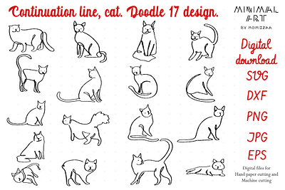 Continuation line, cat simply one line. Doodle 17 design clipart artwork branding card cartoon cats character contiunuation creative cute doodle icon illustration logo one line oneline ui ux