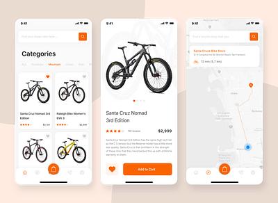 Bike Store bike bike apps bike shop categories favorite mobile app design mobile ui navigation menu uidesign