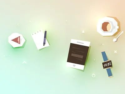 Workplace illustration coffee design digital icons illustration mobile phone office smartphone table top view vector watches workplace