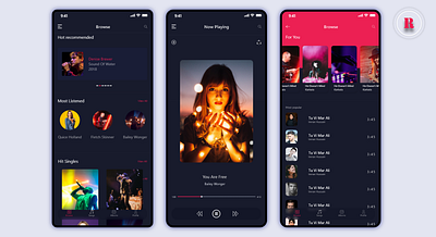 Dark Music apps design adobe xd app design ios mobile music app design ui ux