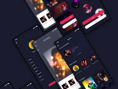 Dark Music apps Design adobe xd app design icon ios mobile music app music apps design ui user experience user interface ux