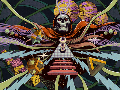 Void color comics illustration multiverse music planets poster pyramid retro sci fi scifi skull space universe void