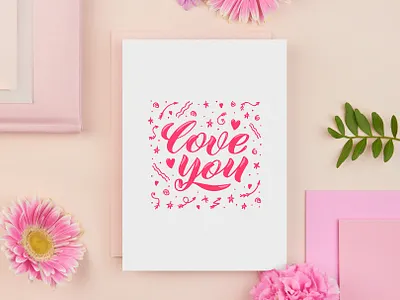 Lettering Love you for printing design doodle art greeting card hand drawn handlettering illustration lettering lettering art letters love you pink printing on textile red sublimation t shirt design valentines day wrapping paper