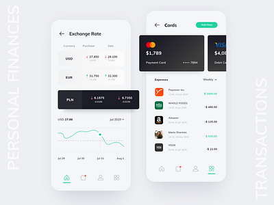 Personal Finances App app app design card cards design dribbble finance finance app money money app transaction ui ux wallet