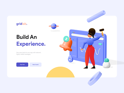 Build Your Experience 3d 3d art concept design design systems dribbble element gridlab hero modal notification trending ui ux web hero web site