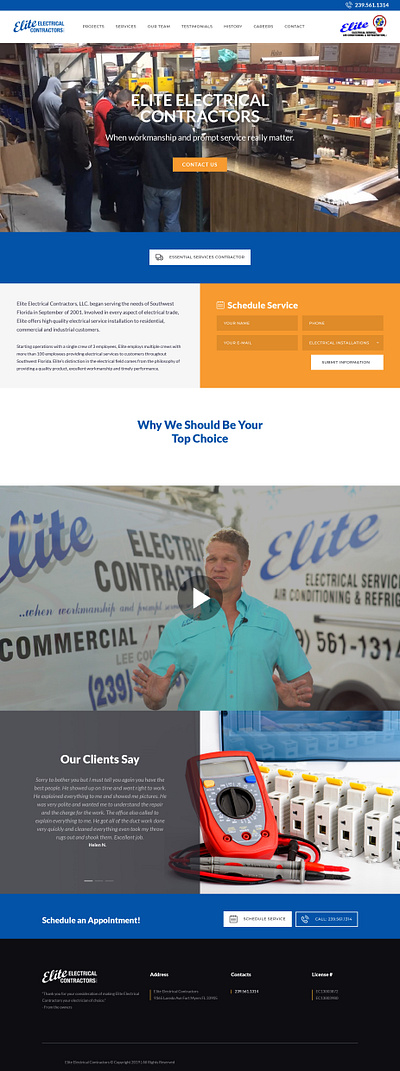 Elite Electrical Contractors custom website design design responsive design responsive website responsive website design ui ux website wordpress design wordpress development