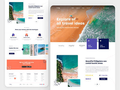 Trip- Landing page exploration ( Travel Agency) 2020 2020 design 2020 trend 2020 trends 2020calendar business clean ui color creative design landing page landing page design landing page exploration landingpage minimal tarval travel agency typography ui ux web design