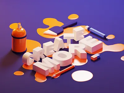 Create More 3d lettering b3d blender3d illustration isometric nepal stylustechnology typogaphy