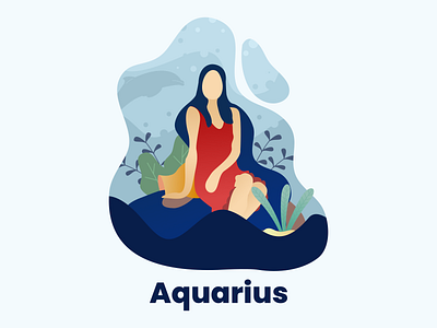 Aquarius aquarius art character cute design flat flatdesign gradient illustration water zodiac zodiac sign