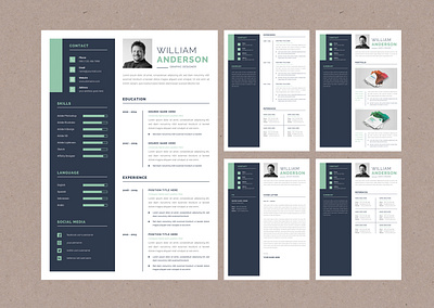 Resume Template branding cv design flat illustration resume simple template typography vector