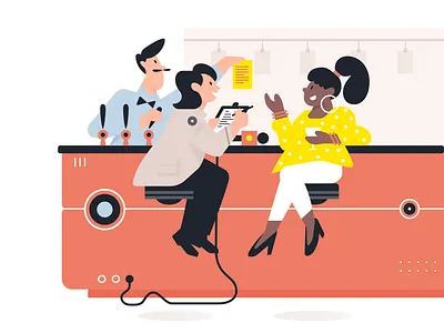 Sneak peek bar brand illustration branding character illustration interview reporter technology