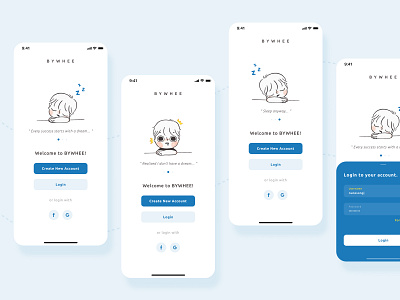 BYWHEE - Design for Calm app dailyuiux design illustration design inspiration login onboarding register sign in signup ui ui ux design ui design uiux ux welcome