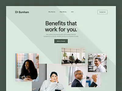 Benefits Company Website Redesign benefits clean corporate design digital flat green homepage minimal modernist simple ui ux web website