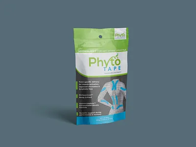 Phytotape CBD kinesiology sports tape Package Design active biomechanics body cbd cbd oil graphic graphic design health hemp illustration kinesiology muscle package design pouch mockup product design scientific scientific illustration sports wellness workout