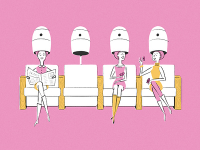 Waiting around 60s far out games hair salon illustration illustration for motion midcentury playing cards school of motion