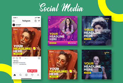 Social media post template set facebook ads insta ad banner